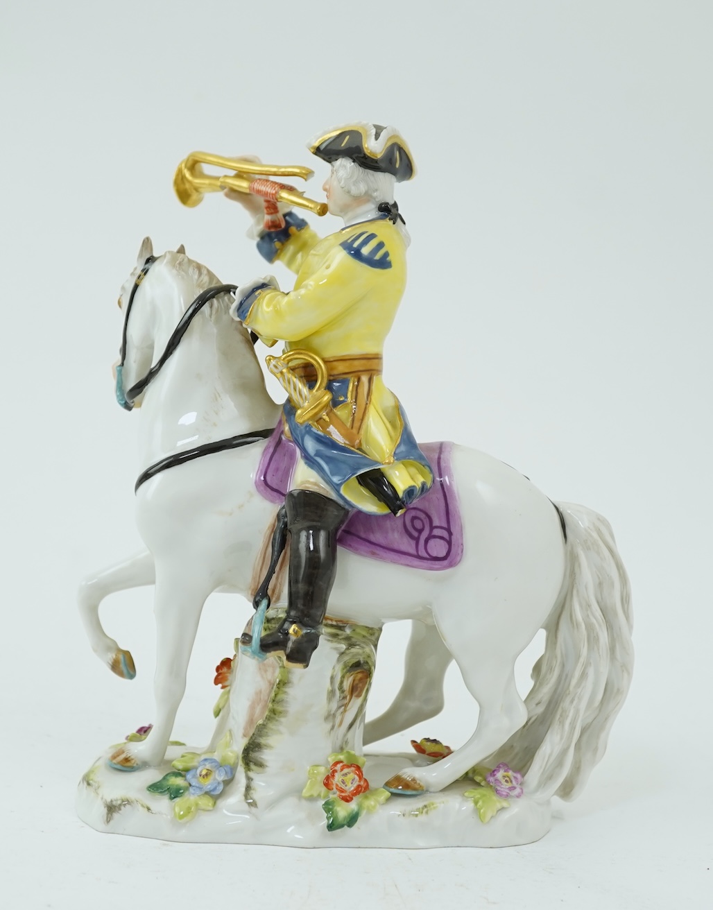 A Meissen group of a bugler on horseback, early 20th century